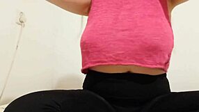 Cowgirl plays with wet tits and vagina in rough sex