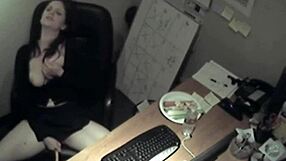 Hey, watch this secretary rubbing tits and masturbating at work!
