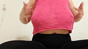 Cowgirl plays with wet tits and vagina in rough sex