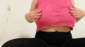 Cowgirl plays with wet tits and vagina in rough sex