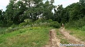 Man, I can’t believe this teen fuckin’ an old cock outdoors after blowin’!