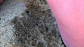 MY WIFE PEEING LONG ON THE BEACH