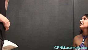 I witnessed a classy brunette teen tugging in CFNM homemade