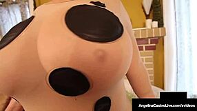 does huge boobed angelina castro give blowjob in florida threesome?