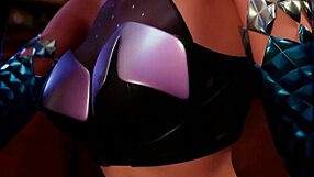 Kda Kaisa Sucks and Fucks Two Big Cocks Intensely!