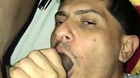 Big black cock cums in mouth in a hot interracial scene