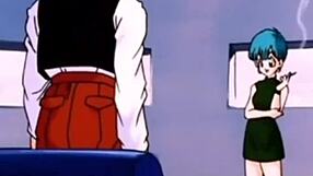 Exciting Dragon Ball Z scene with Bulma and Gohan battling monsters