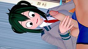 Froppy in school uniform, jerk off in the infirmary! Uncensored parody handjob awaits!