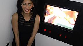 Pigtail Beauty Kitty Sucks Cocks in Gloryhole