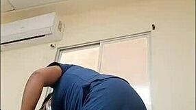 Nurse bends over for patient in hospital