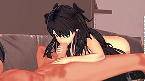 Lita Chevy dela globoko grlo na ogromnem kurcu z masivnim cumshotom v anime stilu