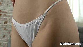 Amazing nympho intensely pleasures tight virgin slit to climax