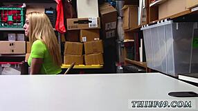 Blonde teen 18+ gets creampie and 69 cumshot at work with officer.