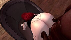 Second Life Black Man Pounds Redhead White Woman on Chair