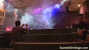 Flexible stepmother’s scandalous striptease in public
