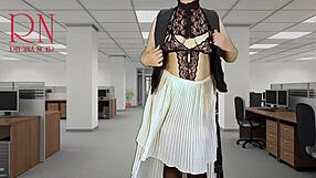 Naked Secretary Seduces Boss Showing Pussy And Tits