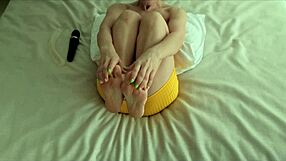 Lana Masturbates Tight Pussy With Dildo In Yellow Dress Alone