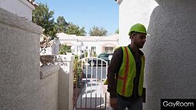 service tech licks and services fat cock in the shower