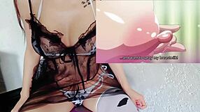 Lucky guy getting jerk off instructions from pretty lactating hentai girl with big tits