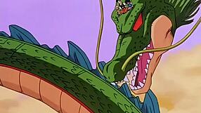 Exciting Dragon Ball Z scene with Bulma and Gohan battling monsters