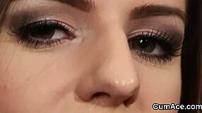 hot babe swallows cum facial