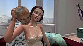 YOUNG BRUNETTE GIVES BLOWJOB TO GRANDFATHER IN SECOND LIFE EPISODE!