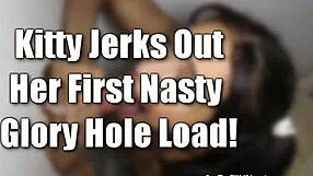 Pigtail Beauty Kitty Sucks Cocks in Gloryhole