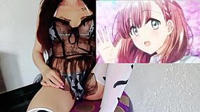 Lucky guy getting jerk off instructions from pretty lactating hentai girl with big tits