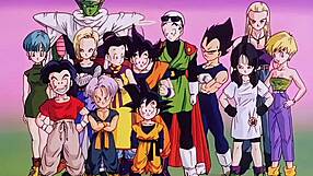 Spændende Dragon Ball Z scene med Bulma og Gohan mod monstre