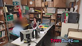 Teenthief shoplyfter naiomi mae spoons naked, tattooed brunette babe with cock in sexy teen tits scene.