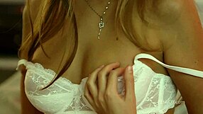 Beautiful young babe in stockings enjoys quiet self-pleasure time alone