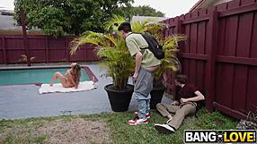 Richelle Ryan Backyard Sex with Chris Lockwood and Ethan Seeks Hairless Shaved Cowgirl