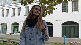 Skinny teen Adelle rolls her eyes to orgasm