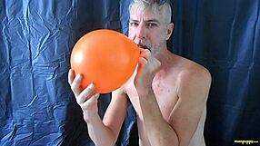 balloon play with horny gay dilf richard lennox, rich mature big cock masturbation monster cock fetish.