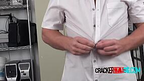 Interracial gay hardcore sex in office with virgin ass?