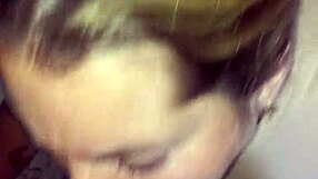 My beautiful girlfriend gives deepthroat blowjob at 8am, cum in her thong