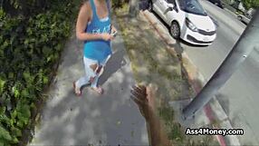 Icy blonde teen fucked at back alley in pov outdoor hardcore with blowjob and panties.