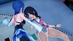 אקווה מגררת את הכוס של קיארי, ואז הן אוכלות אחת את השנייה בהנטאי לסבית