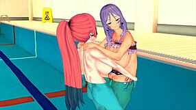 Girl Gets Facial While Studying Swimming In 3D Hentai