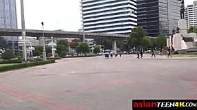Kinky Asian teen feels wild riding a big dick in public POV