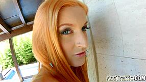 wow, redhead babe with bubble butt gets ass fucked