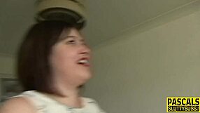 Damn, this throated chubby milf sub takes anal banging!