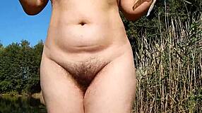Hey, check out my hairy wife getting wild outdoors with me! Gotta love that view.