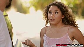 brunette masseuse pleasures young 18+ guy outdoors