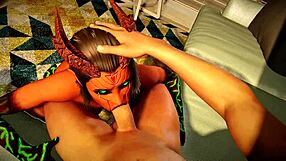demon girl blows monster cock in pov