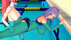 Girl Gets Facial While Studying Swimming In 3D Hentai