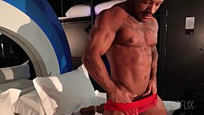 The door was open so I blindfolded this muscular guy and fucked his big ass bareback with my monster cock