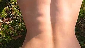 Perfect body girl gets cum in her ass during outdoor public action