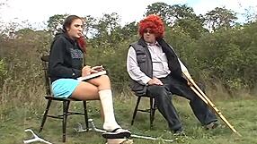 Young ladies drilled hard by old grumpy men in wild scenes.