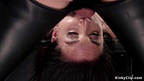 Stockings and bondage with a deepthroat threesome climax